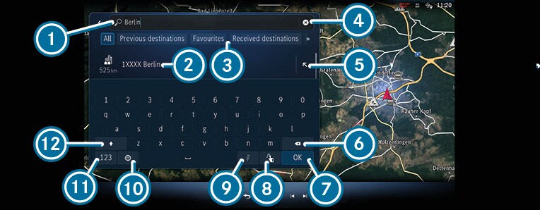 Destination entry - Entering a POI or address