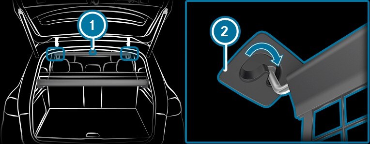 Шторка багажника EASY-PACK и кассета с разделительной сеткой - Навешивание разделительной сетки