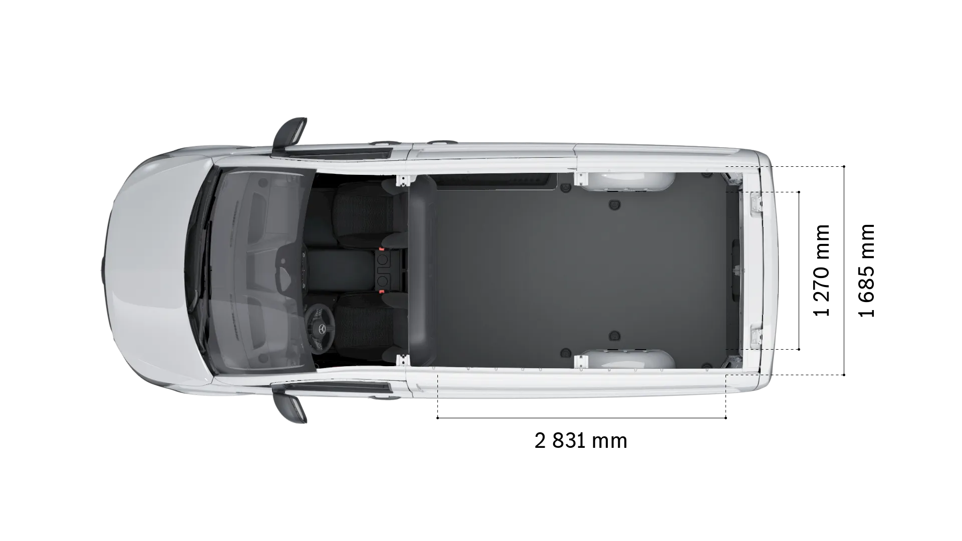 Mercedes-Benz evito fourgon: largeur et longueur du compartiment de chargement