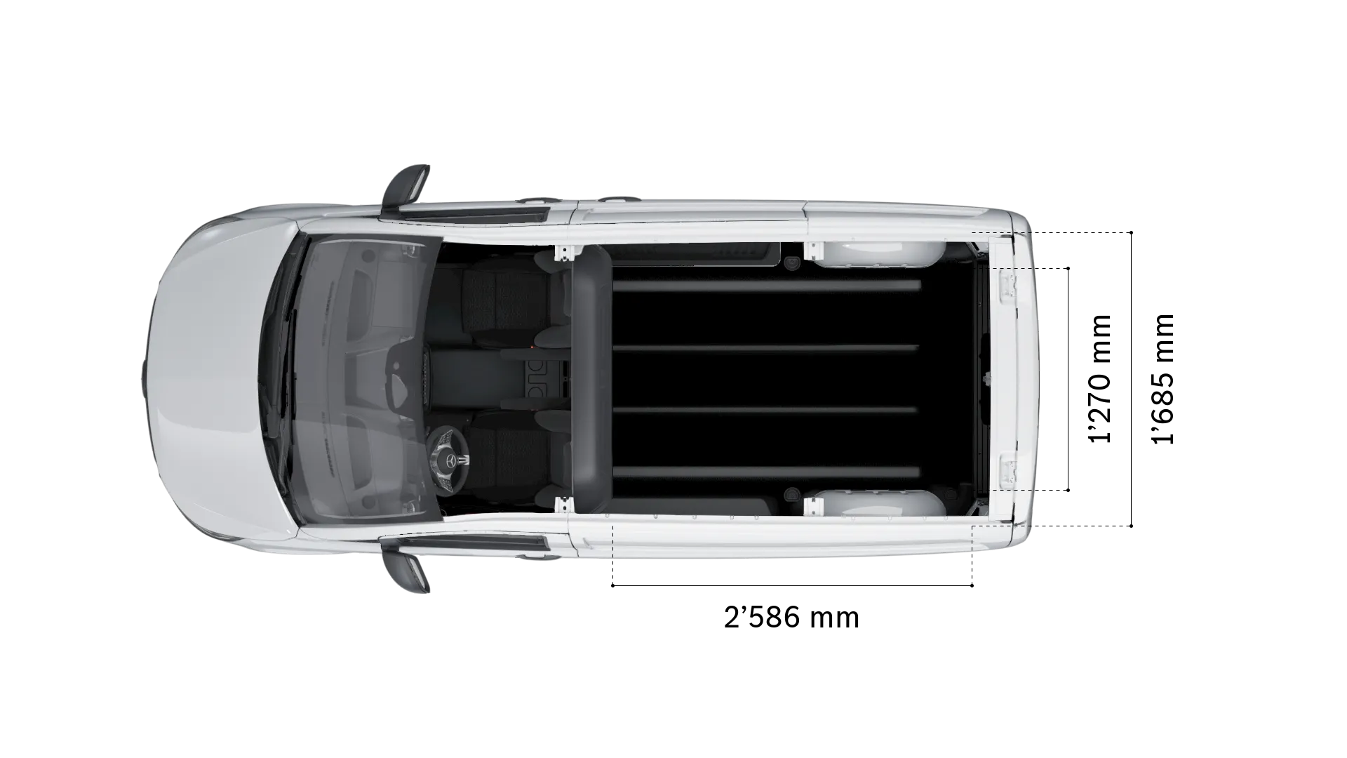Mercedes-Benz vito kastenwagen: Laderaumbreite und -länge