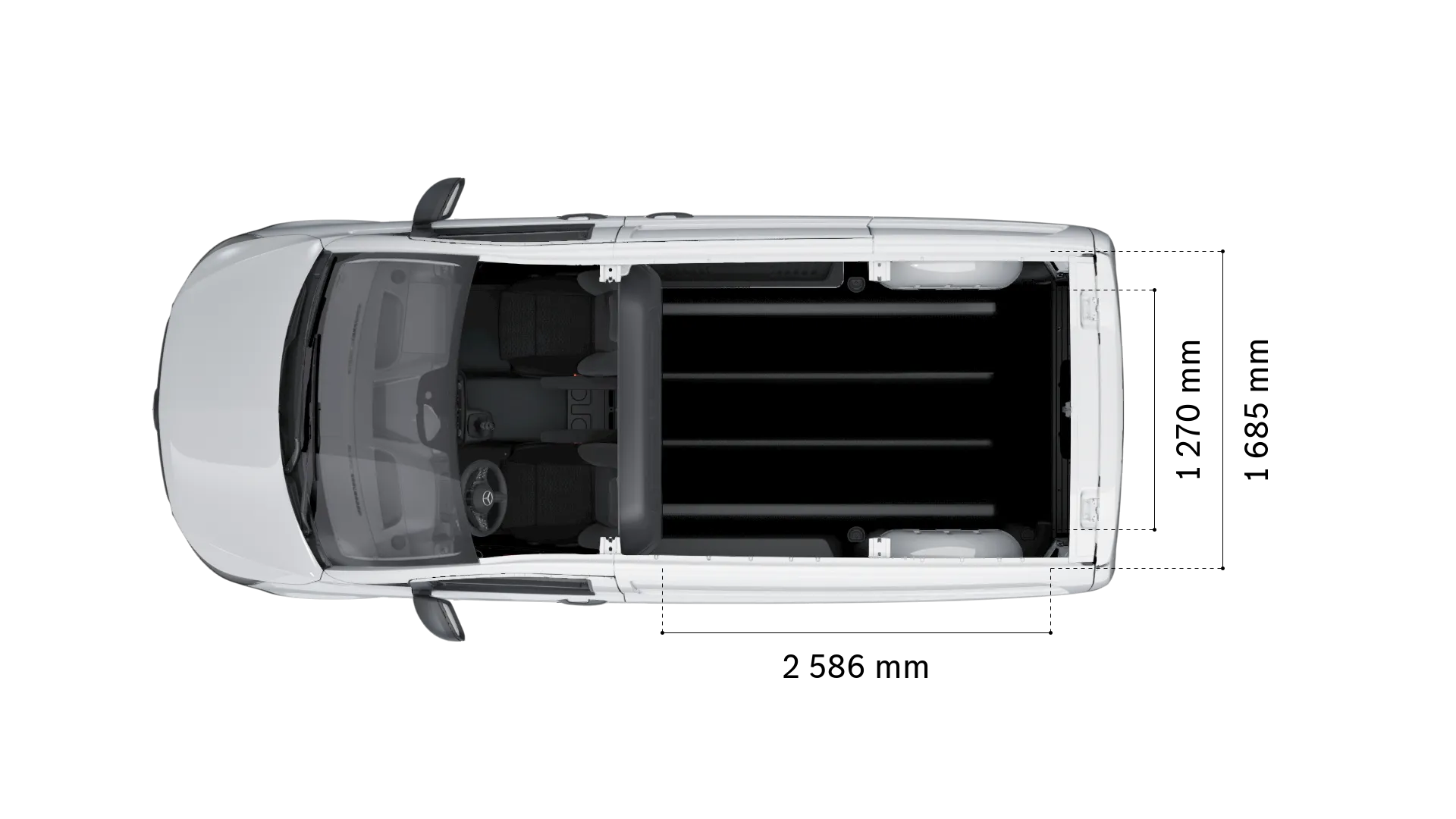 Mercedes-Benz vito fourgon: largeur et longueur du compartiment de chargement