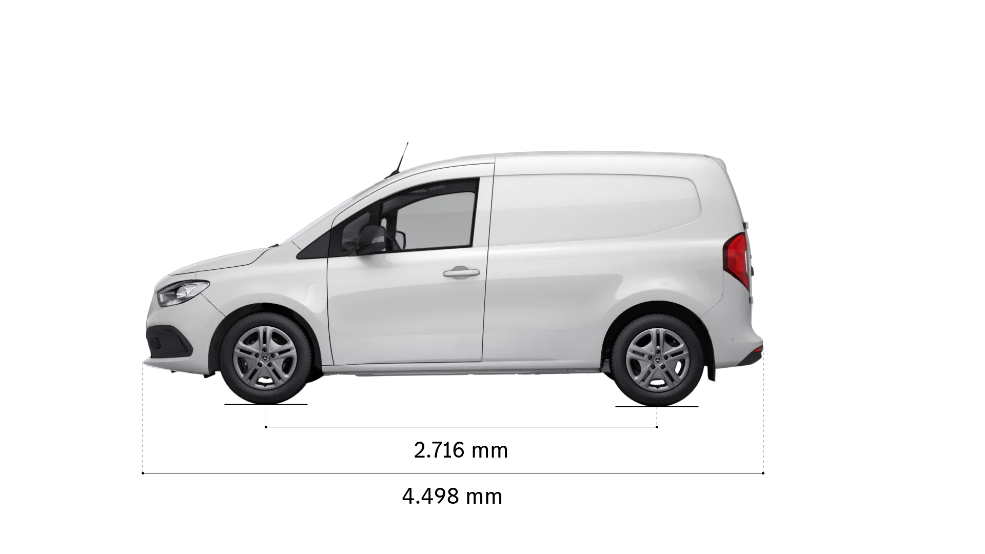 Mercedes-Benz citan kassevogn: Akselafstand og længde