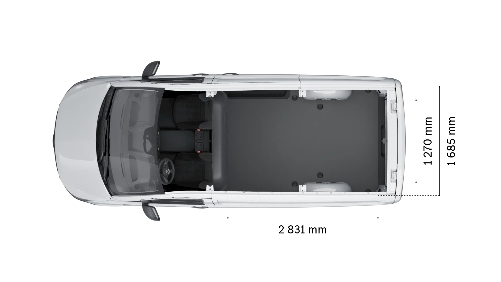 Mercedes-Benz evito fourgon: largeur et longueur du compartiment de chargement