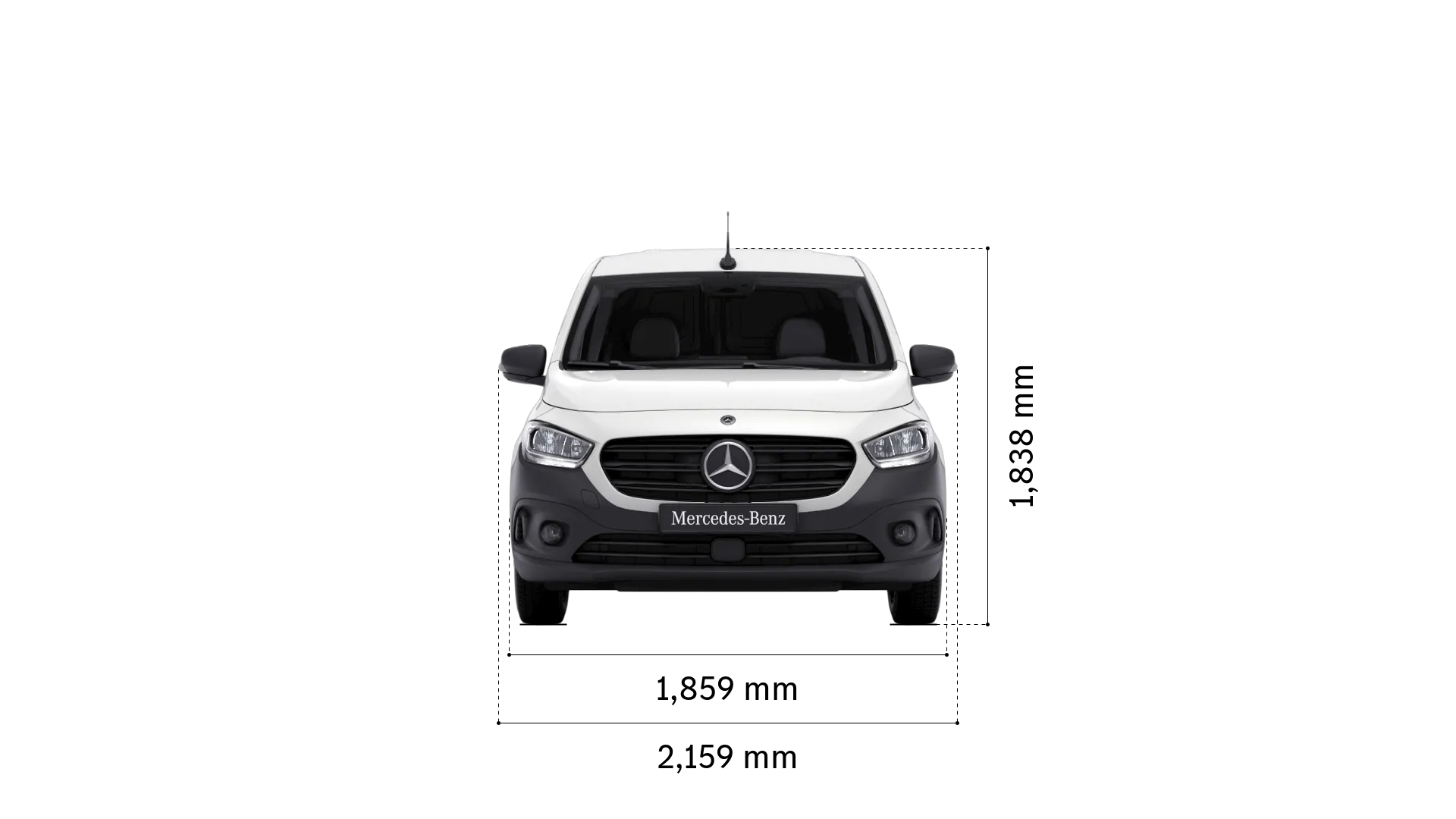 Mercedes-Benz ecitan panel-van: width and height