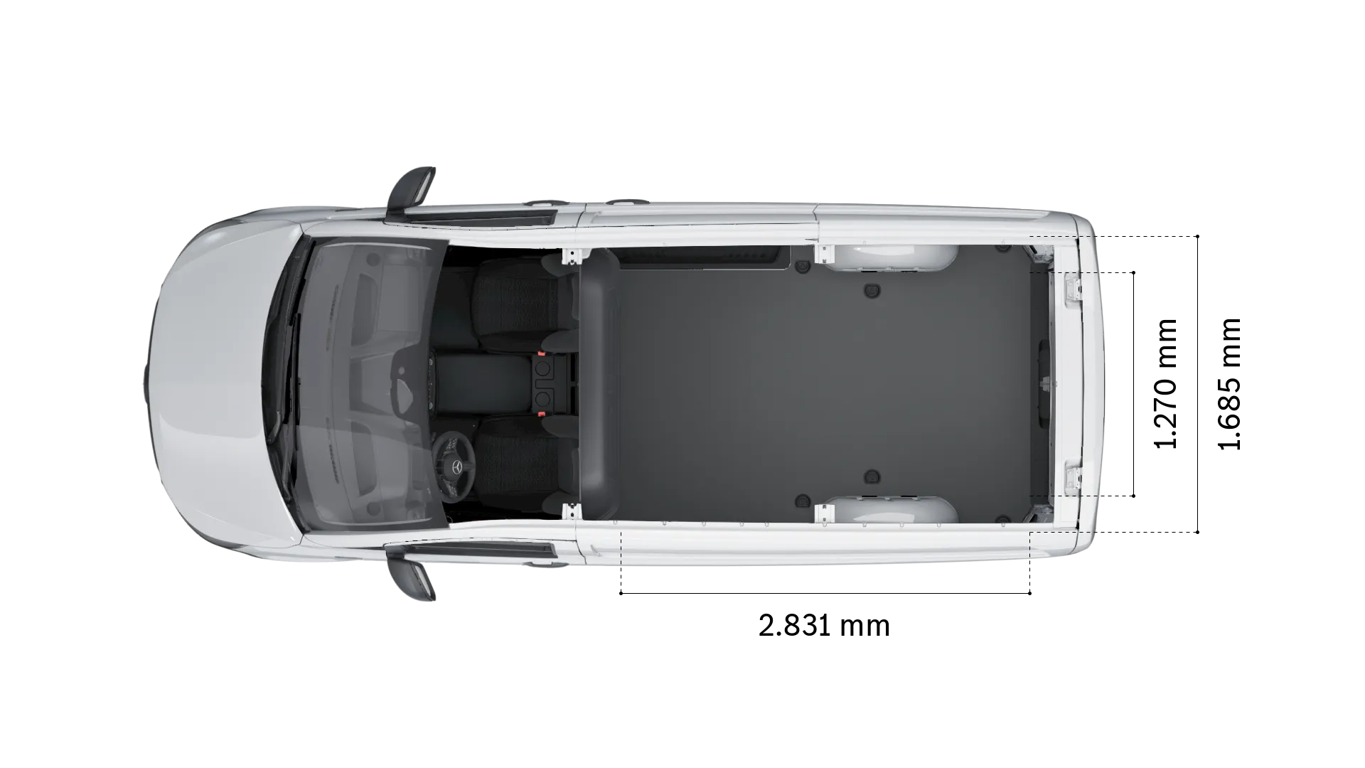 Mercedes-Benz evito kastenwagen: Laderaumbreite und -länge