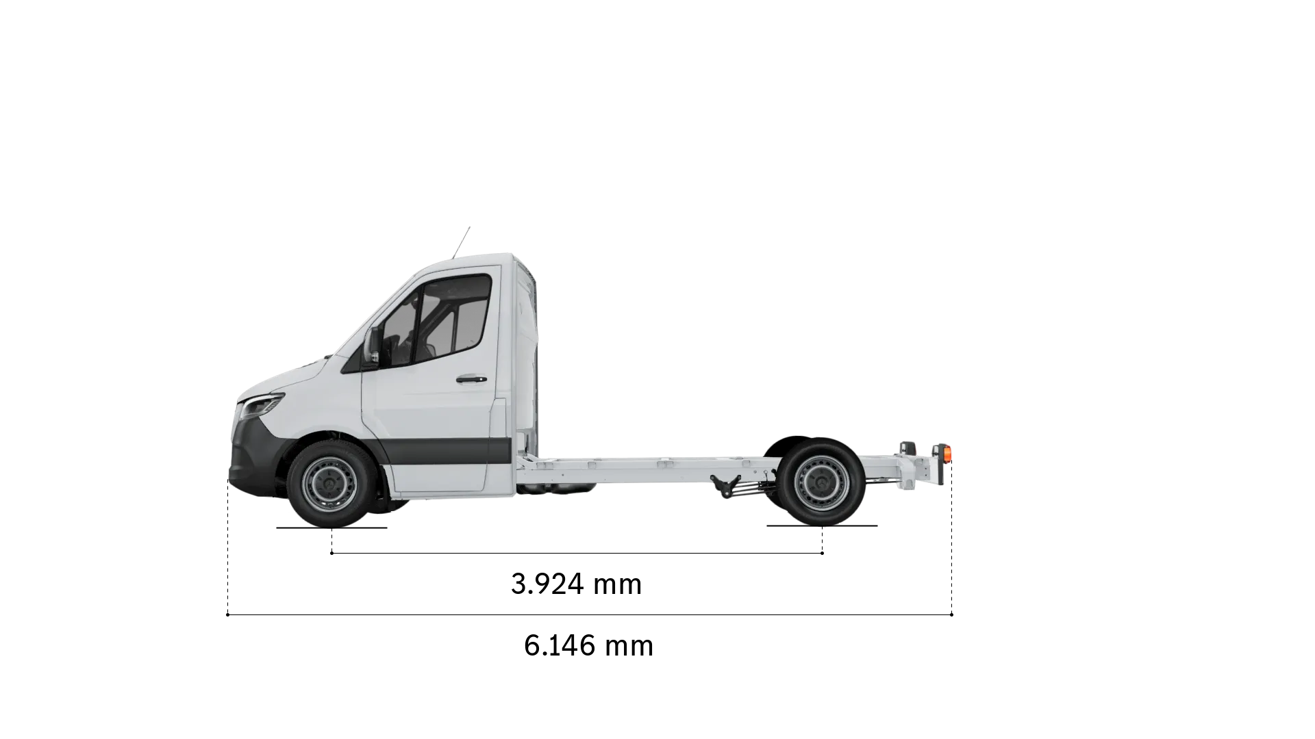 Mercedes-Benz sprinter chassis-cabine: wielbasis en lengte