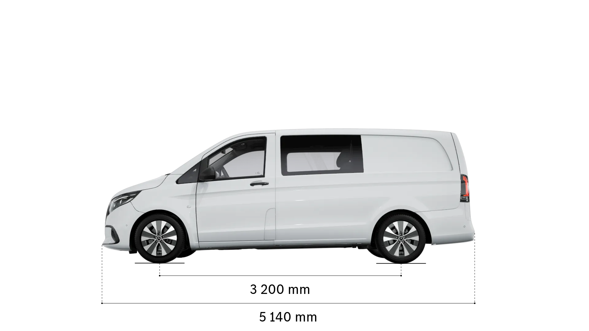 Mercedes-Benz vito mixto: distância entre eixos e comprimento