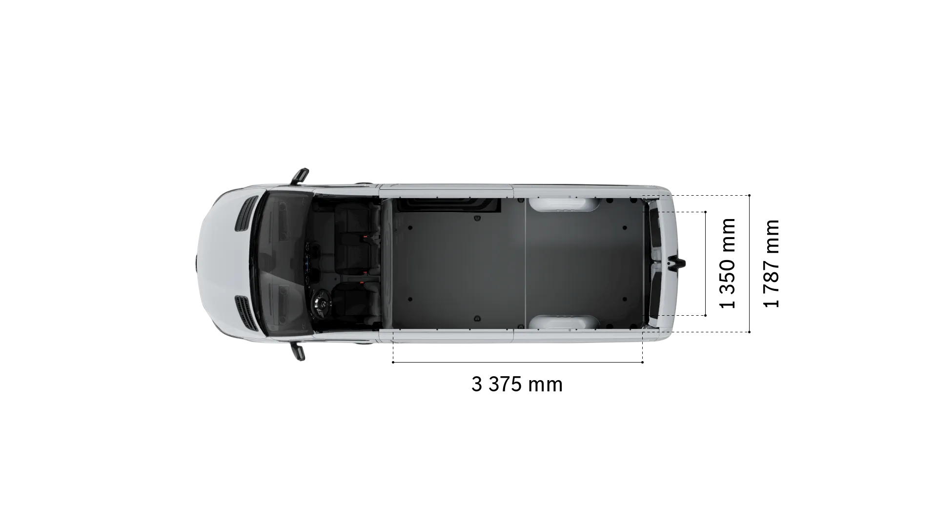 Mercedes-Benz esprinter furgão: largura e comprimento do espaço de carga