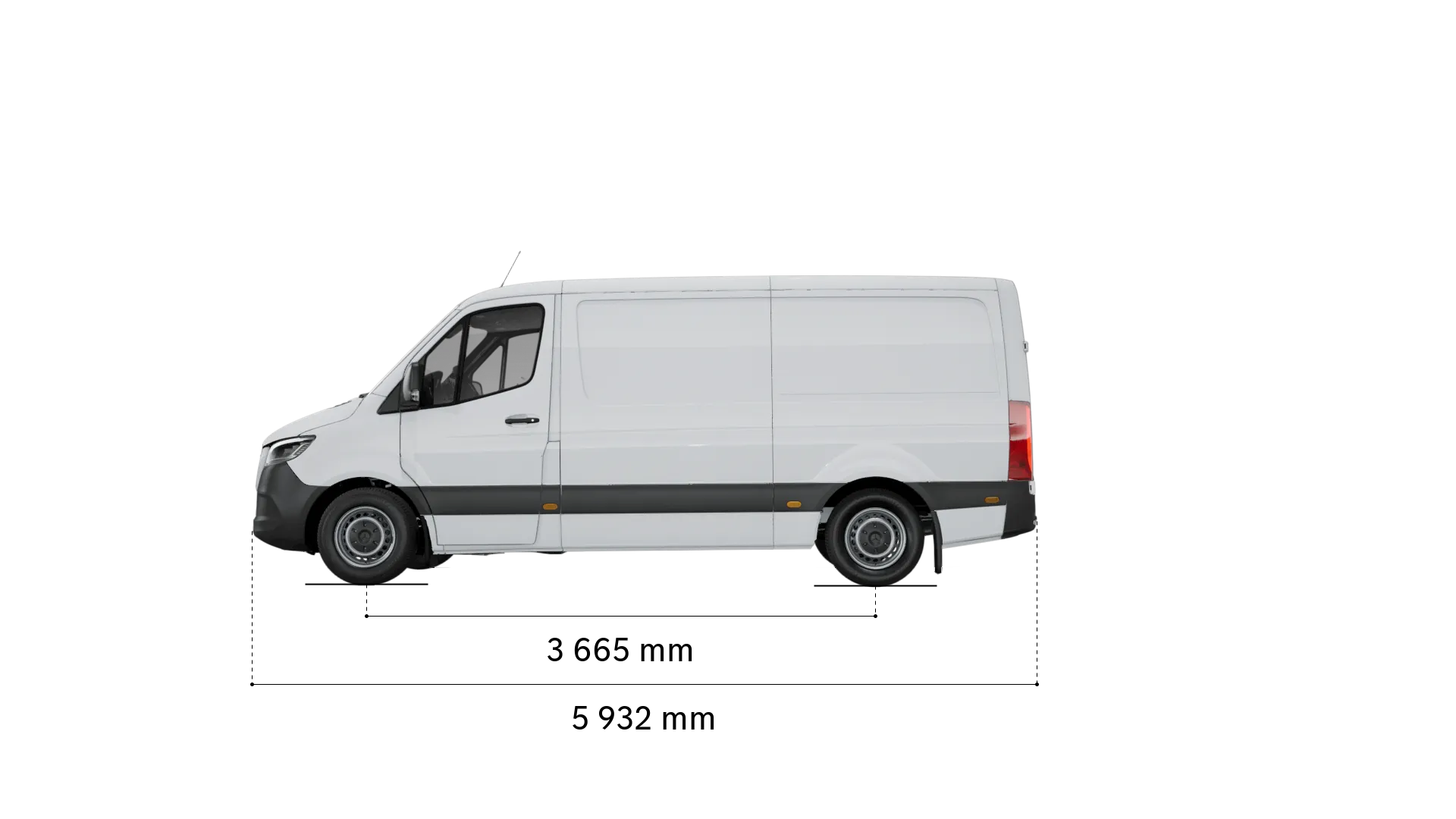 Mercedes-Benz sprinter skåpbil: axelavstånd och längd