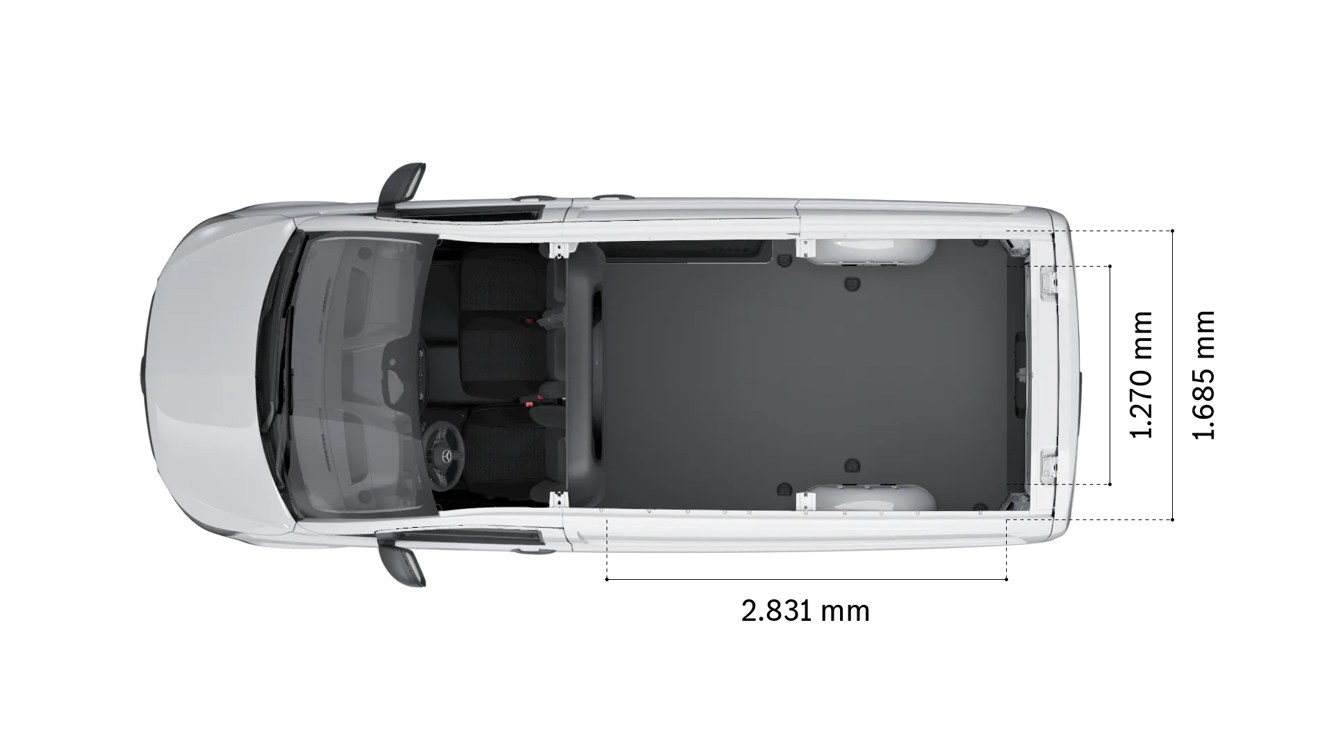 Mercedes-Benz vito panelvan: yükleme alanı genişliği ve uzunluğu