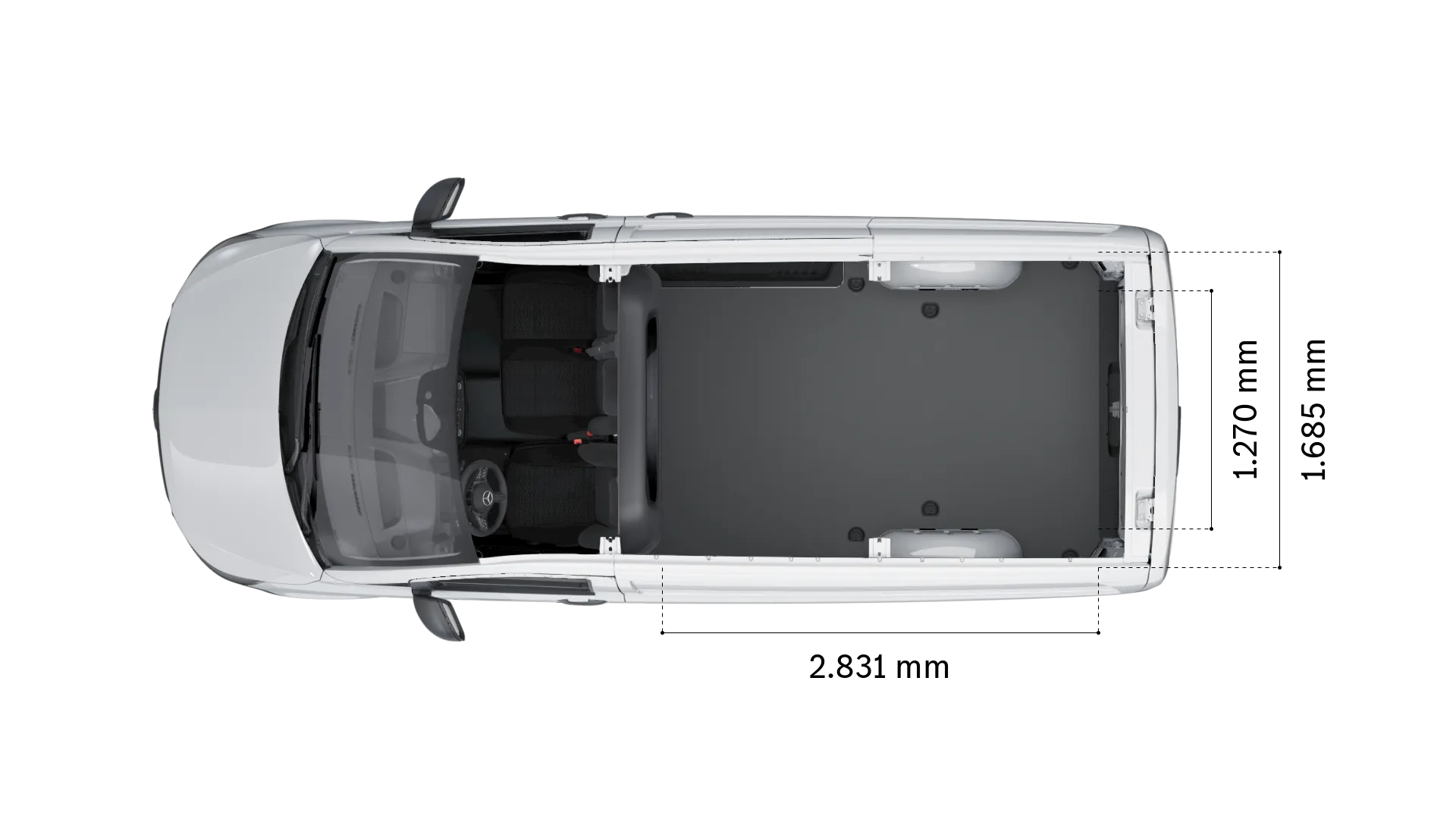 Mercedes-Benz vito panelvan: yükleme alanı genişliği ve uzunluğu